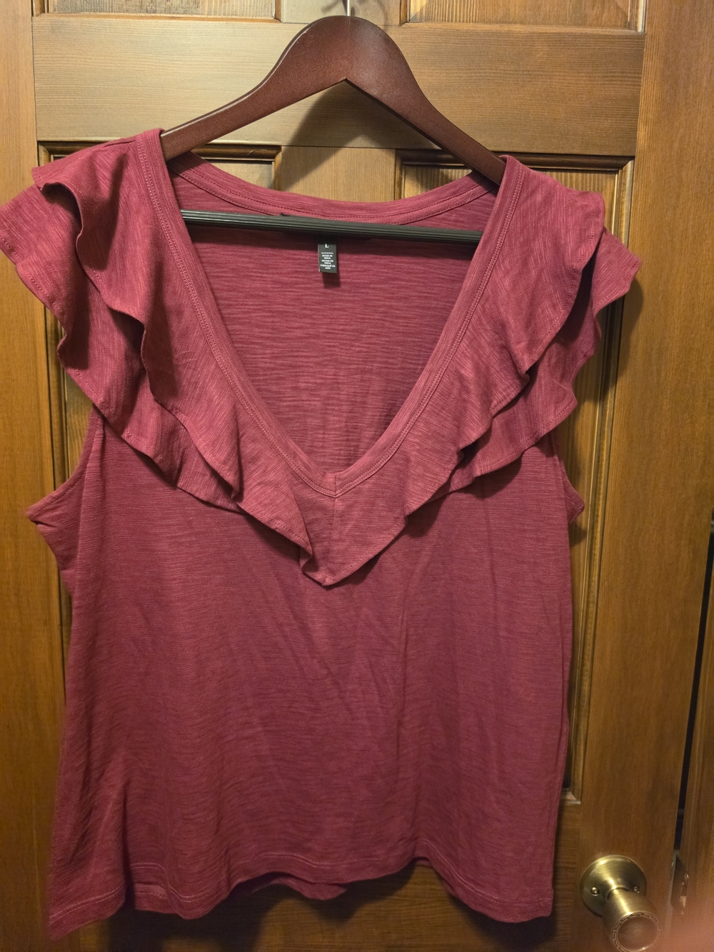 White House Black Market Rose Ruffle V-Neck Sleeveless Tank